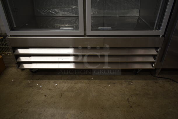 BRAND NEW SCRATCH AND DENT! 2023 KoolMore RIR-2D-GD Stainless Steel Commercial 2 Door Cooler Merchandiser w/ Poly Coated Racks on Commercial Casters. 115 Volts, 1 Phase. Tested and Working! - Image 4 of 9