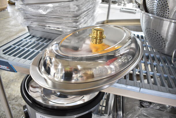 14 BRAND NEW! Stainless Steel Items; 1/2 Size Drop In Bins, Oval Trays, Dome Cover. 14 Times Your Bid! - Image 2 of 8