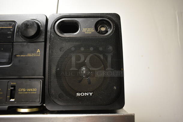 Stainless Steel Wall Mount Shelf w/ Sony CFS-W430 Radio Cassette Corder. BUYER MUST REMOVE. (kitchen) - Image 4 of 7