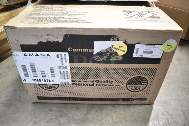 BRAND NEW SCRATCH AND DENT! Amana 140RMS10TS  Stainless Steel Commercial Microwave with Push Button Controls. 120 Volts, 1 Phase. Tested and Working! - Image 2 of 3