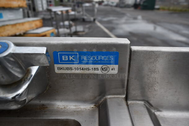 BK Series Stainless Steel Commercial Single Bay Sink w/ Faucet and Handles.  - Image 3 of 4