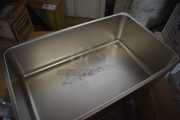 4 BRAND NEW IN BOX! Winco Stainless Steel Full Size Spillage Drop In Bins. 1/1x6. 4 Times Your Bid! - Image 3 of 4