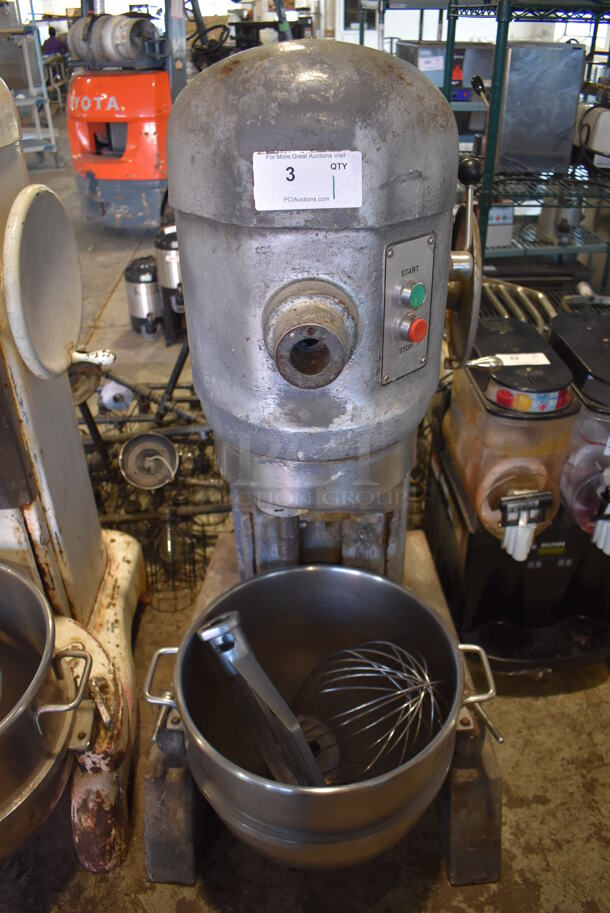 Hobart H-600 Metal Commercial Floor Style 60 Quart Planetary Dough Mixer w/ Stainless Steel Mixing Bowl, Paddle and Balloon Whisk Attachment. 230 Volts, 1 Phase. 28x38x56 - Image 5 of 6
