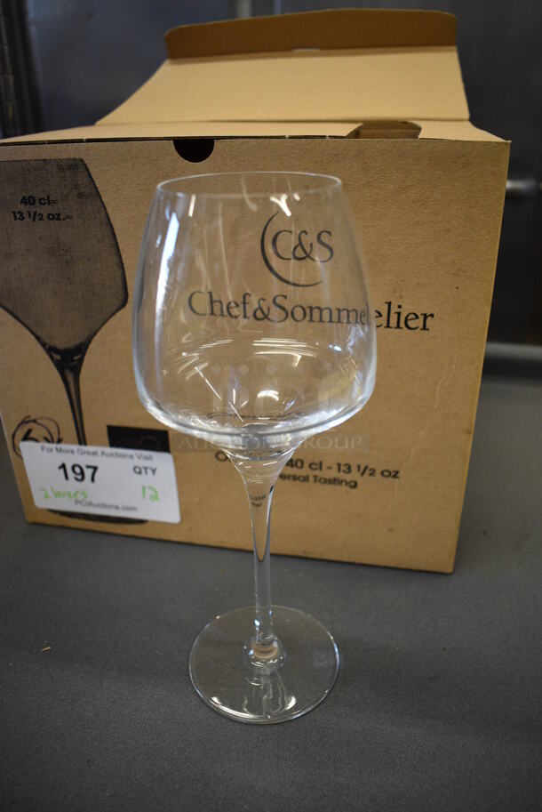 6 BRAND NEW IN BOX! Chef & Sommelier 13.5 oz Wine Glasses. 3.5x3.5x9.5. 6 Times Your Bid!