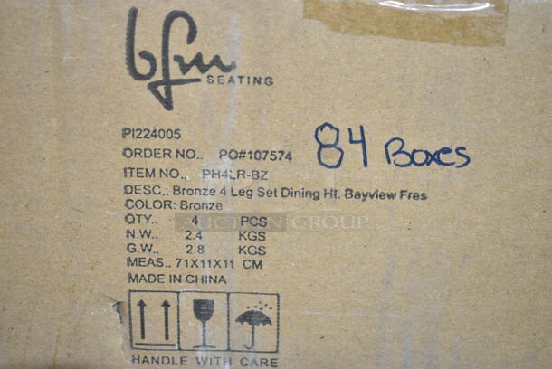 PALLET LOT of 155 BRAND NEW IN BOX! BFM Seating Bayview Fresco Bronze Outdoor Patio 4 Leg Set Bar Height; 84 PH4LR-BZ and 71 PH4LR-BZT. 155 Times Your Bid! - Image 5 of 6