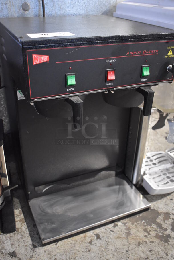 Cecilware APT100WT Metal Commercial Countertop Coffee Machine w/ Hot Water Dispenser and 2 Poly Brew Baskets. 120 Volts, 1 Phase. 16x20x25   - Image 2 of 5
