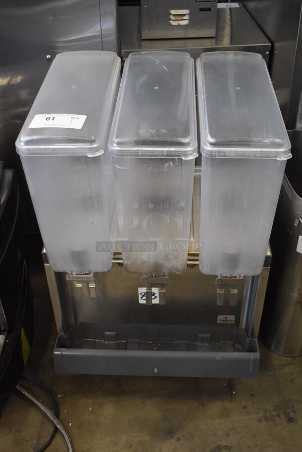 Crathco Stainless Steel Commercial Countertop 3 Hopper Refrigerated Beverage Machine. 120 Volts, 1 Phase. Tested and Powers On But Parts Do Not Move - Image 1 of 8