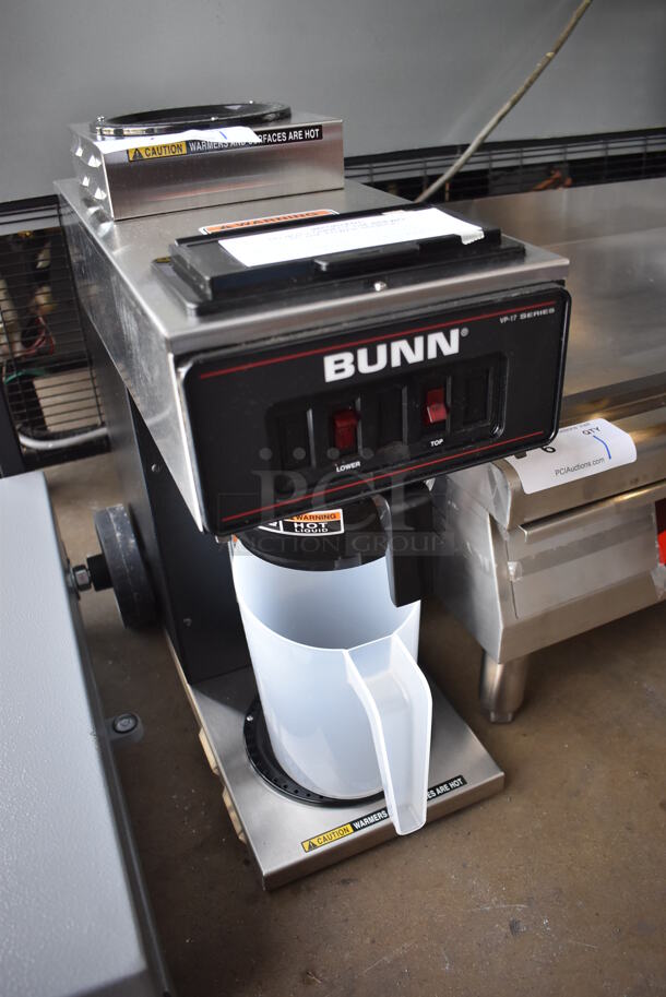 BRAND NEW SCRATCH AND DENT! Bunn VP17-2 Stainless Steel Commercial Countertop Low Profile Pourover 2 Burner Coffee Machine w/ Poly Brew Basket and Pitcher. 120 Volts, 1 Phase. 8x18x19. Tested and Working! - Image 3 of 6