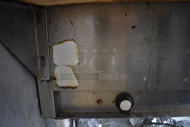 Stainless Steel Commercial 2 Well Steam Table w/ Butcher Block Cutting Board, 2 Tier Over Shelves and Under Shelf. 115 Volts, 1 Phase. 34x30.5x64. Tested and Does Not Power On - Image 6 of 6