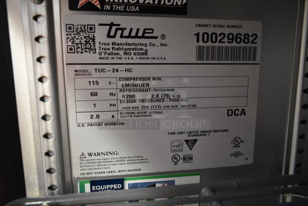 BRAND NEW! 2020 True TUC-24-HC ENERGY STAR Stainless Steel Commercial Single Door Undercounter Cooler. 115 Volts, 1 Phase. Tested and Working! - Image 6 of 6