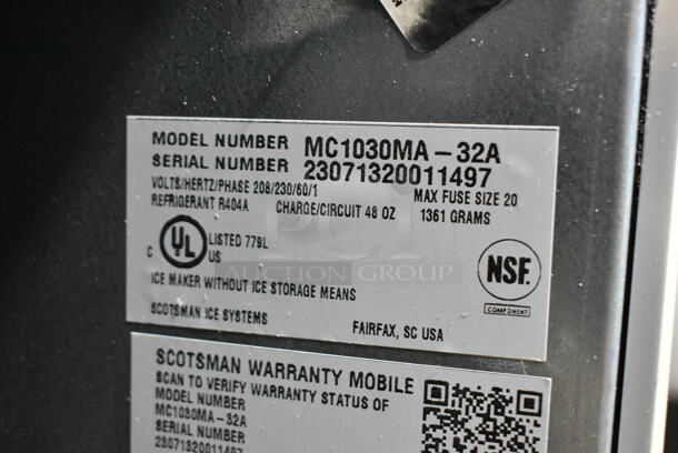 BRAND NEW SCRATCH AND DENT! 2023 Scotsman MC1030MA-32A Stainless Steel Commercial Prodigy Elite Series Medium Cube Ice Machine. 1077 lb. 208/230 Volts, 1 Phase. Goes GREAT w/ Lots 3 and 4!  - Image 6 of 6
