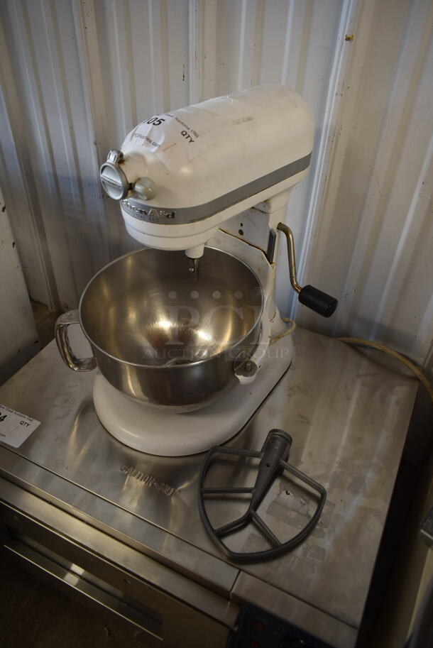 KitchenAid KP26M1XMR Metal Commercial Countertop 6 Quart Planetary Dough Mixer w/ Metal Mixing Bowl and Paddle Attachment. 120 Volts, 1 Phase. Tested and Does Not Power On - Image 1 of 8