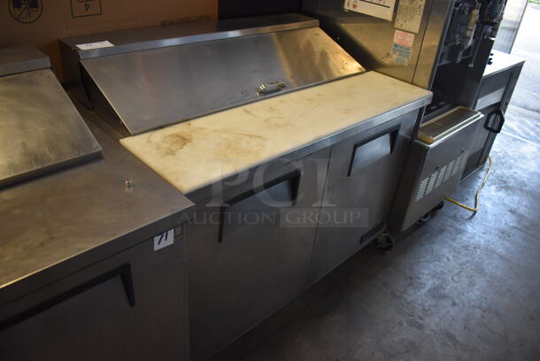 True TSSU-48-12 Stainless Steel Commercial Sandwich Salad Prep Table Bain Marie Mega Top on Commercial Casters. 115 Volts, 1 Phase. Tested and Working!