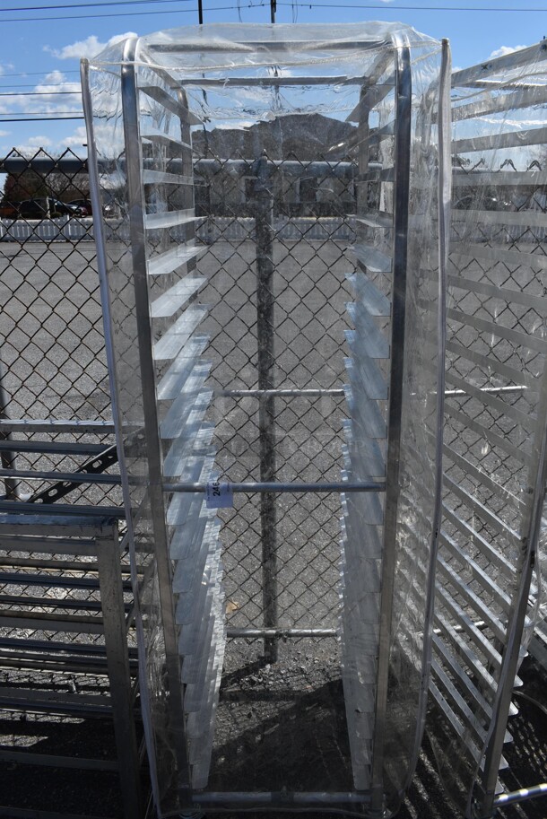 Metal Commercial Pan Transport Rack w/ Clear Cover on Commercial Casters. 18.5x26x69.5
