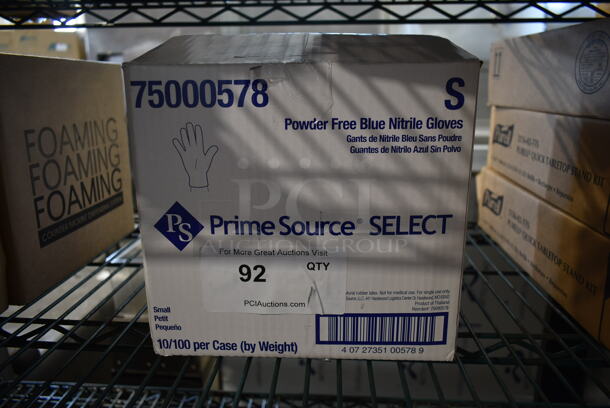 Box of 10 BRAND NEW! Boxes of Prime Source Powder Free Blue Nitrile Gloves Small. - Image 1 of 6