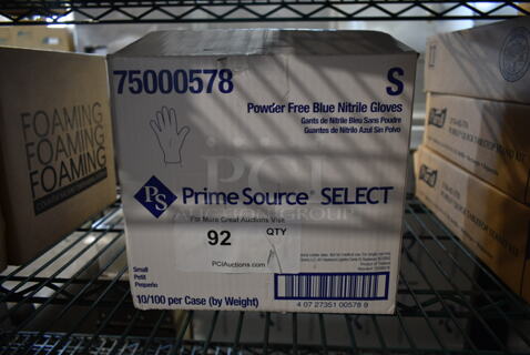 Box of 10 BRAND NEW! Boxes of Prime Source Powder Free Blue Nitrile Gloves Small.