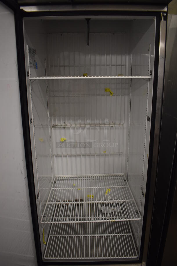 2013 True T-23F ENERGY STAR Stainless Steel Commercial Single Door Reach In Freezer w/ Poly Coated Racks on Commercial Casters. 115 Volts, 1 Phase. 27x30x83.5. Tested and Powers On But Does Not Get Cold - Image 6 of 6