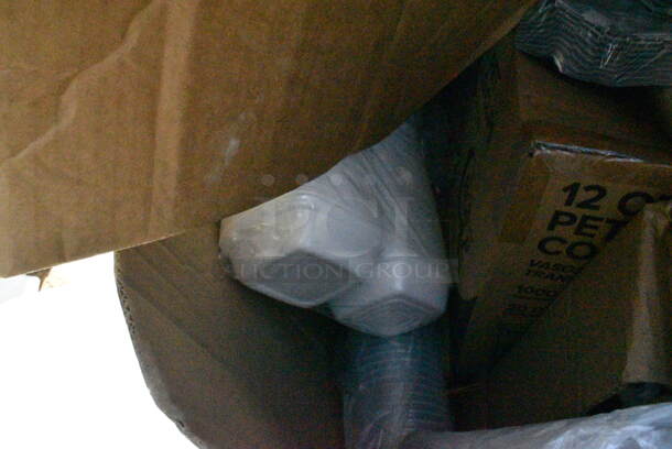 15 BRAND NEW Boxes Including 50HT1 White Foam Hinged Lid Container, 485WJ7BK Jumbo Black Wrapped Straw, 127RD16BULK Choice 16 oz. Customizable Microwavable Translucent Round Deli Container - 500/Case, 795200CSTN1M Carnival King #200 2 lb. Cornerstone Paper Food Tray. 15 Times Your Bid! - Image 8 of 12