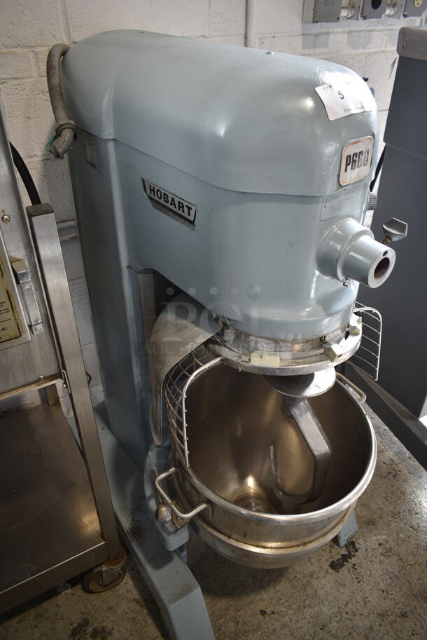 Hobart P660 Metal Commercial Floor Style 60 Quart Planetary Dough Mixer w/ Stainless Steel Mixing Bowl, Bowl Guard and Dough Hook Attachment. 208 Volts, 1 Phase. - Image 8 of 9