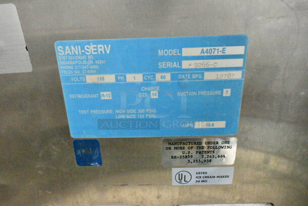 SaniServ A4071-E Stainless Steel Commercial Countertop Single Flavor Soft Serve Ice Cream Machine. 115 Volts, 1 Phase.  - Image 6 of 6