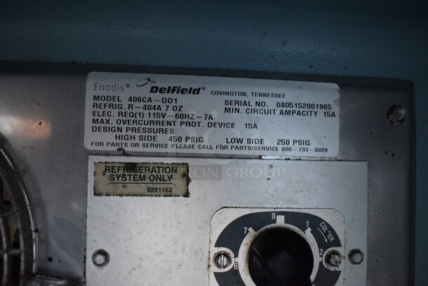 Delfield Model 406CA-DD1 Stainless Steel Commercial Single Door Undercounter Cooler w/ Poly Coated Rack on Commercial Casters. 115 Volts, 1 Phase. 27x28x32. Tested and Working! - Image 4 of 5