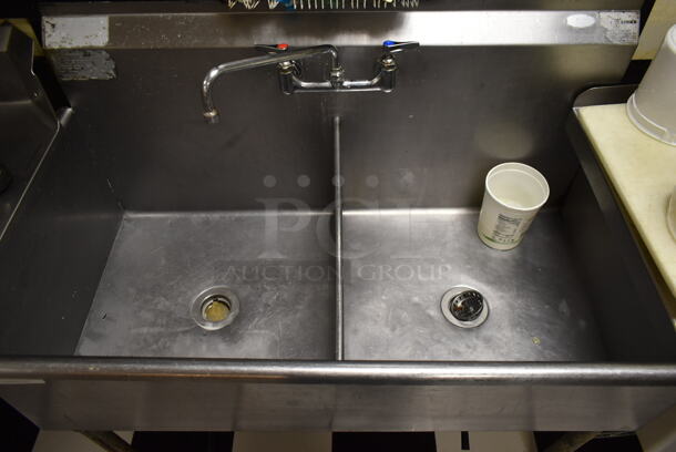 Eagle Stainless Steel Commercial 2 Bay Sink w/ Faucet and Handles. BUYER MUST REMOVE. (kitchen) - Image 3 of 7