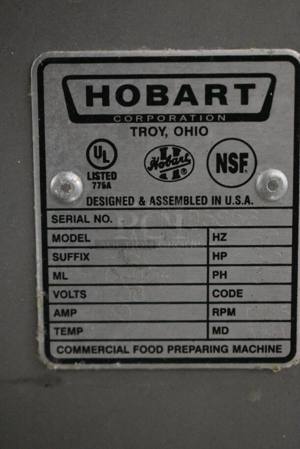 2019 Hobart MG2032 Metal Commercial Floor Style Electric Powered Meat Mixer Grinder w/ Foot Pedal on Commercial Casters. 208 Volts, 3 Phase. Tested and Working! - Image 7 of 7