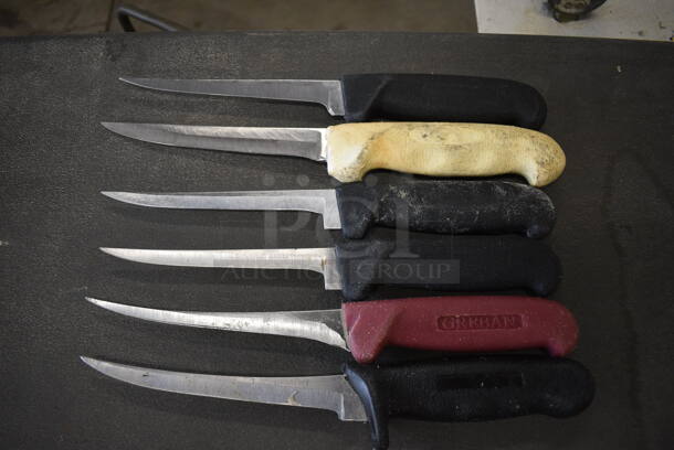 6 Sharpened Stainless Steel Fillet Knives. Includes 11