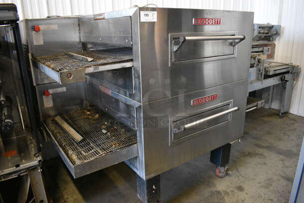 2 Blodgett Model MT3240G Stainless Steel Commercial Natural Gas Powered Conveyor Pizza Oven on Commercial Casters. 100,000 BTU. 73x60x58. 2 Times Your Bid!