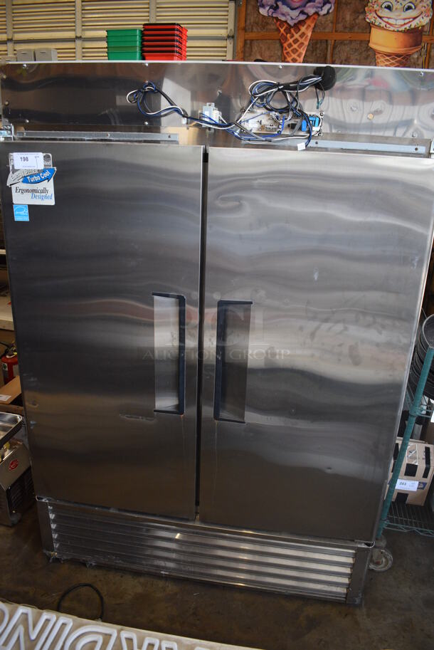 Turbo Air Model MSR-49NM Stainless Steel Commercial 2 Door Reach In Cooler w/ Poly Coated Racks. 110-120 Volts, 1 Phase. 54x31x78