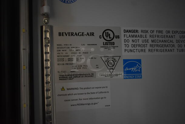 BRAND NEW SCRATCH AND DENT! Beverage Air MT49-1-SD ENERGY STAR Metal Commercial 2 Door Reach In Cooler Merchandiser. Stock Picture Used as Gallery. 115 Volts, 1 Phase. Tested and Working! - Image 5 of 8