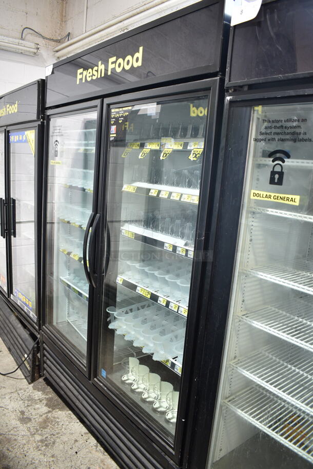 2018 True GDM-49-HC ENERGY STAR Metal Commercial 2 Door Reach In Cooler Merchandiser w/ Poly Coated Racks on Commercial Casters. 115 Volts, 1 Phase. Tested and Working!
 - Image 1 of 6