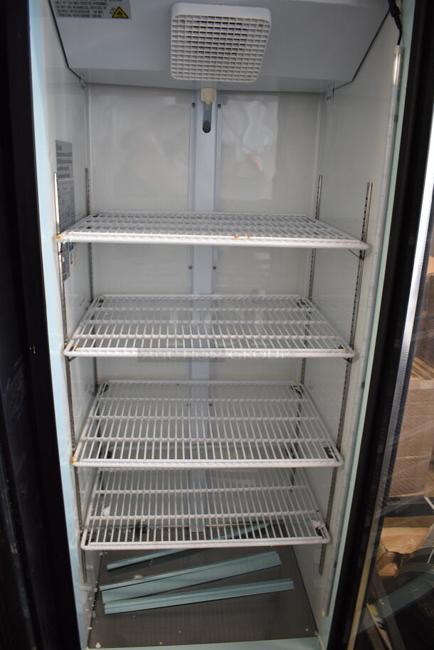 BRAND NEW SCRATCH AND DENT! 2023 Avantco 178GDC15HCB Metal Commercial Single Door Reach In Cooler Merchandiser w/ Poly Coated Racks. 115 Volts, 1 Phase. Cannot Test - Unit Shows Error Code - Image 5 of 6