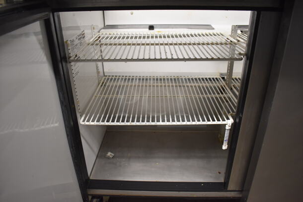 2012 True TSSU-48-18M-B Stainless Steel Commercial Sandwich Salad Prep Table Bain Marie Mega Top w/ 2 Tier Over Shelf on Commercial Casters. 115 Volts, 1 Phase. 48x36x69. Tested and Working! - Image 6 of 9
