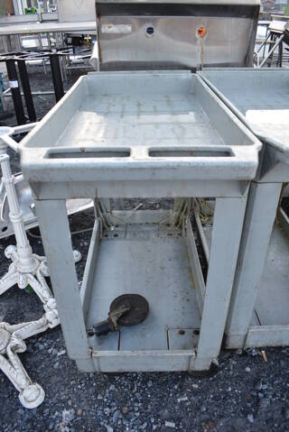 Continental Gray Poly 2 Tier Cart w/ Push Handle on Commercial Casters. 17.5x34.5x34