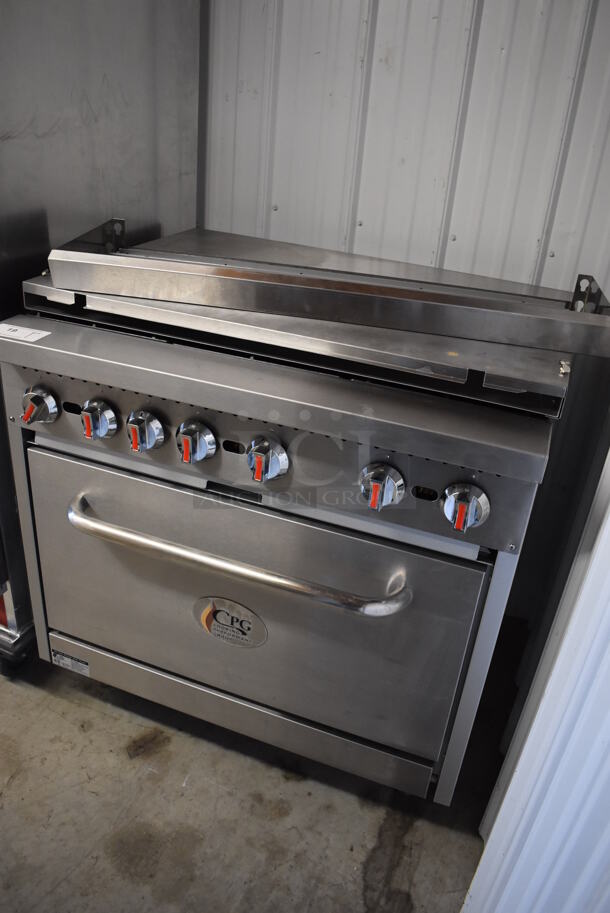 BRAND NEW SCRATCH AND DENT! CPG 351S36N Stainless Steel Commercial Natural Gas Powered 6 Burner Range w/ Oven. 210,000 BTU. 36x30x38 - Image 3 of 7