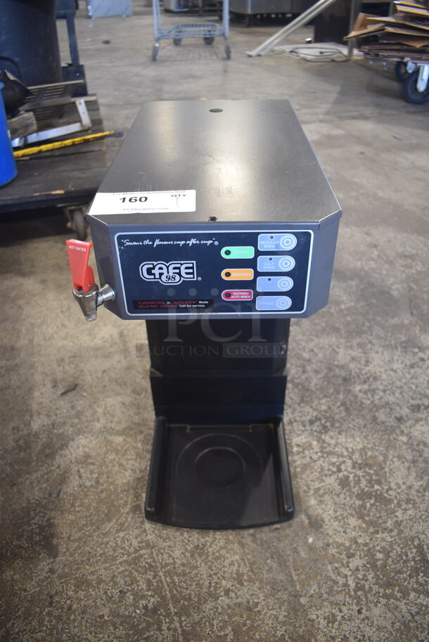 Cafe 98 180-3 Stainless Steel Commercial Countertop Coffee Machine w/ Hot Water Dispenser. 120 Volts, 1 Phase.  - Image 1 of 4