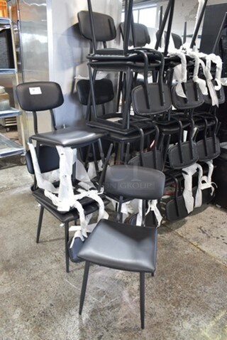 21 BRAND NEW SCRATCH AND DENT! Lancaster Table & Seating 164CMCMBFR Black Metal Dining Height Chair w/ Black Seat and Back Cushion. 21 Times Your Bid!