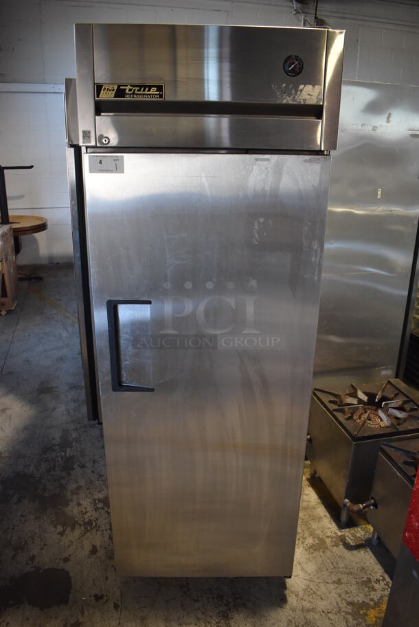 2011 True TG1R-1S Stainless Steel Commercial Single Door Reach In Cooler w/ Poly Coated Racks on Commercial Casters. 115 Volts, 1 Phase. 29x35x83. Tested and Working! - Image 1 of 4