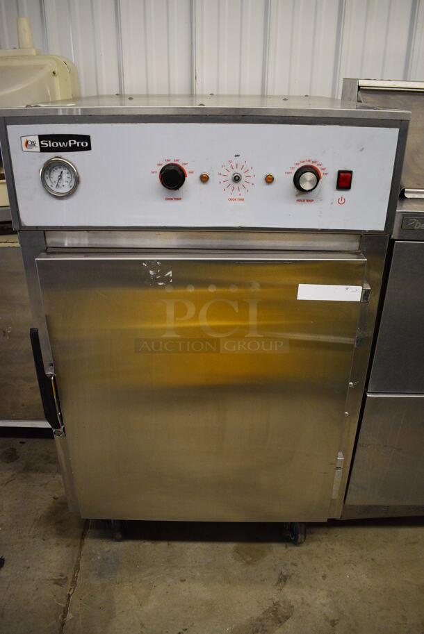 CPG SlowPro Model Cook and Hold Oven Stainless Steel Commercial Single Door Cook N Hold Oven on Commercial Casters. 208/240 Volts, 1 Phase. 27.5x33x42