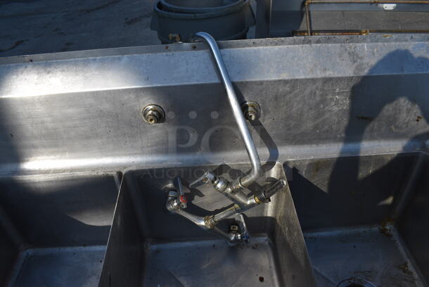 Stainless Steel Commercial 3 Bay Sink w/ Faucet and Handles. 48x22x43. Bays 14x16x11 - Image 3 of 5