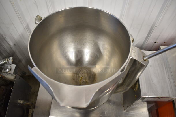 Groen TDB/7-20 Stainless Steel Commercial Countertop Electric Powered 20 Quart Steam Kettle Tilting Kettle on Equipment Stand w/ Commercial Casters. 208 Volts.  - Image 4 of 9