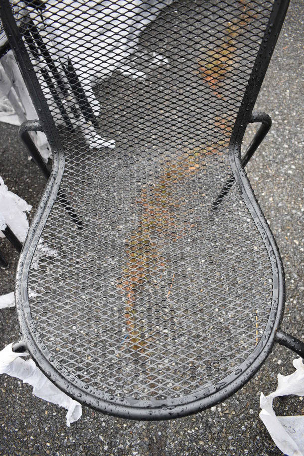 6 BRAND NEW SCRATCH AND DENT! Lancaster Table & Seating Harbor Black Powder Coated Steel Mesh Stackable Outdoor Side Chair. 22x22x36. 6 Times Your Bid! - Image 4 of 5