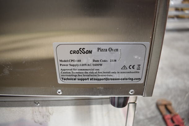 BRAND NEW SCRATCH AND DENT! 2023 Crosson CPO-160 Stainless Steel Commercial Countertop Electric Powered Pizza Oven w/ Cooking Stone. 120 Volts, 1 Phase. Tested and Working! - Image 7 of 7