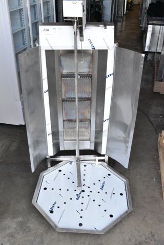 BRAND NEW SCRATCH AND DENT! 2023 Axis AX-VB4 Stainless Steel Commercial Countertop Natural Gas Powered Gyro / Doner Machine. 