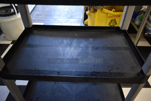 Black Poly 3 Tier Cart w/ Handles on Commercial Casters. (kitchen) - Image 4 of 6