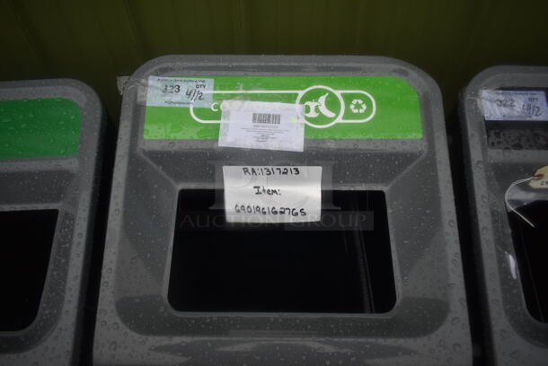 BRAND NEW SCRATCH AND DENT! Rubbermaid 6901961627GS  Configure 23 Gallon Stenni Gray 1 Stream Organic Waste Square Indoor Recycling Container - Image 4 of 5