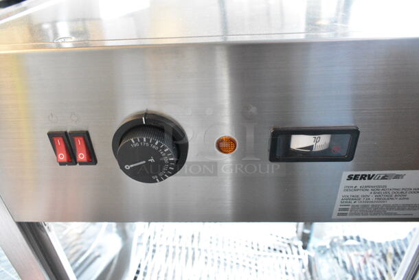 BRAND NEW SCRATCH AND DENT! ServIt 423PDW12D2S Stainless Steel Commercial Countertop 12" Self-Service Countertop Display Warmer with 4 Shelves. See Pictures for Broken / Missing Glass Panes. Tested and Working! - Image 5 of 8