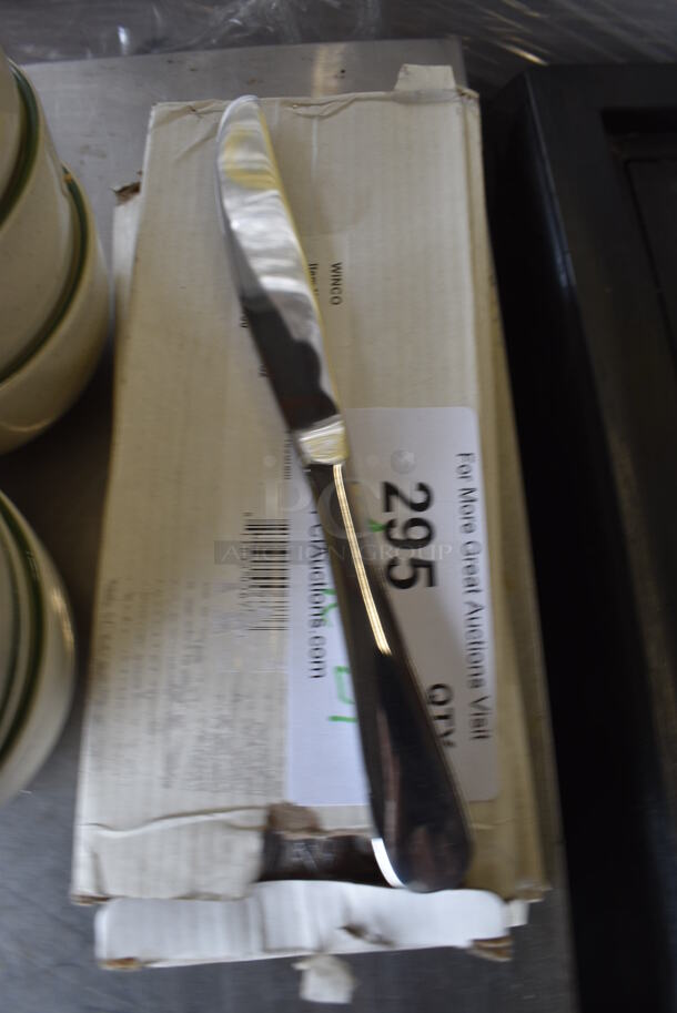 24 BRAND NEW IN BOX! Winco Model 0037-08 Stainless Steel Venice Dinner Knives. 9