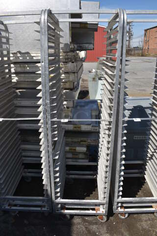 Metal Commercial Pan Transport Rack on Commercial Casters. 20.5x26x74